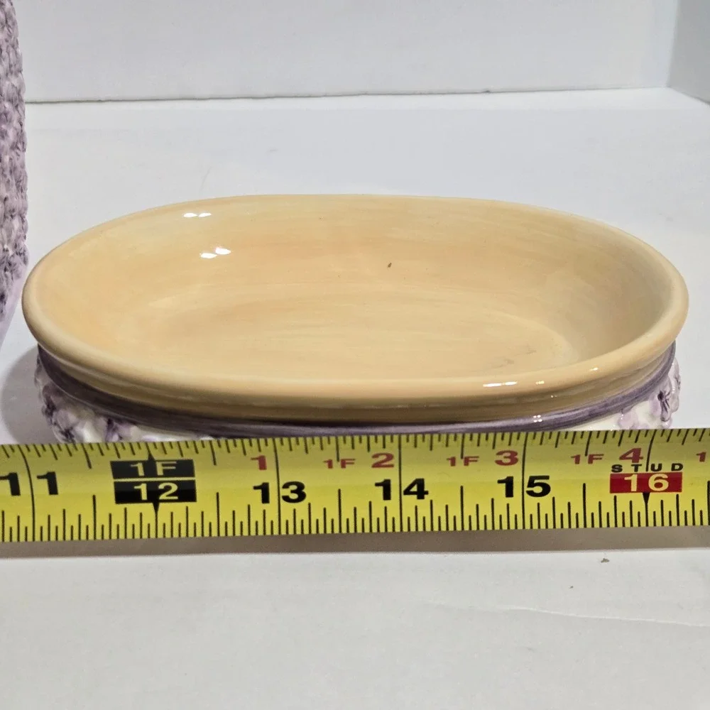 Vtg Waverly Garden Room Field of Flowers 3pc Ceramic Bathroom Set Purple Cottage